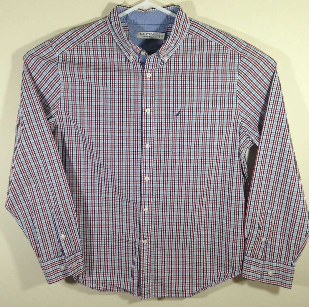 Nautica Mens Long Sleeve Classic Fit Plaid Shirt